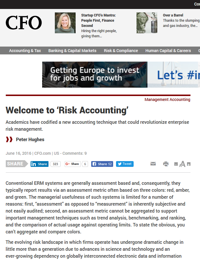 Screenshot of a published article on risk accounting